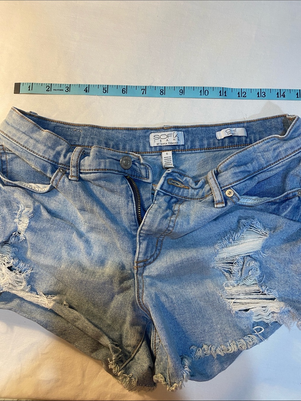 Sofía by Sofia Vergara Light Blue Ripped Denim Cutoff Shorts Size 6